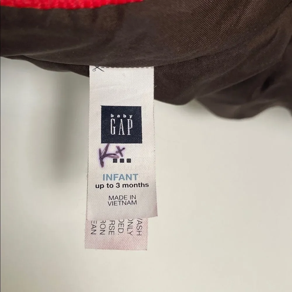 Baby GAP Reversible Jacket Infant 0-3 Months Red Corduroy Brown Bear Chore Coat
